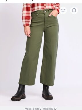 Vigoss Women's Olive Green Wide-Leg Jeans